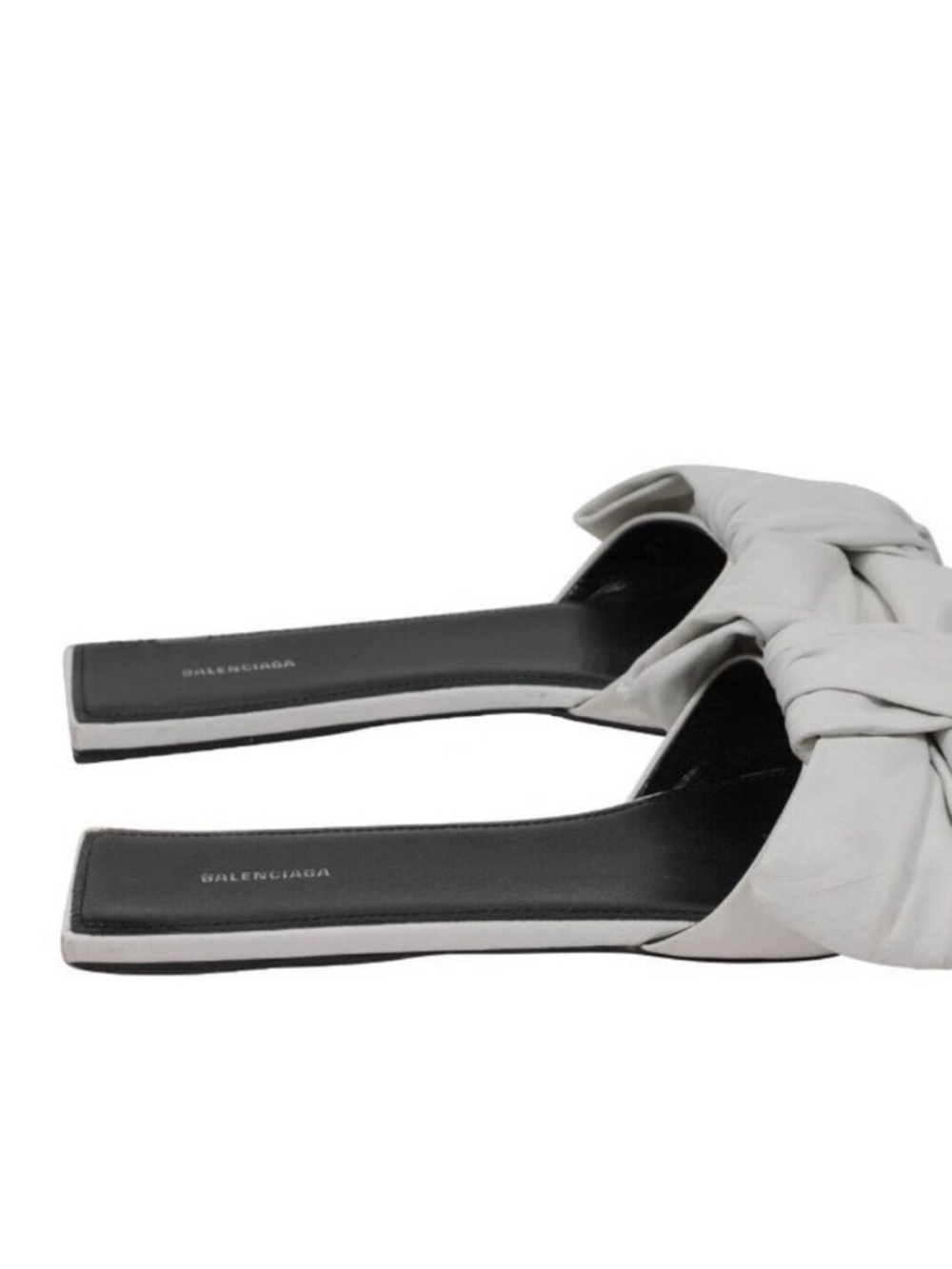 Balenciaga White Bow Nappa Leather Slide Mules 38.5 - Picture 10 of 16